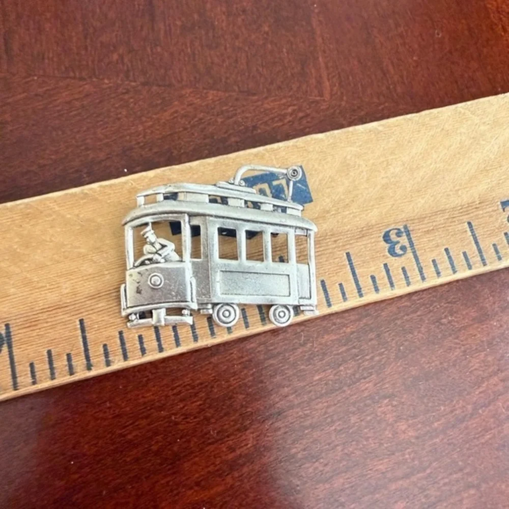 Vintage Sterling Silver Train Brooch